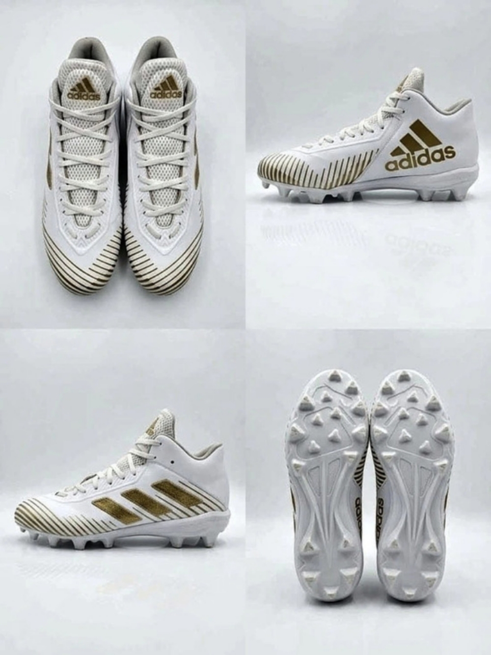 adidas Freak 22 White Gold Metallic Football Cleats Men's Athletic Cleats White